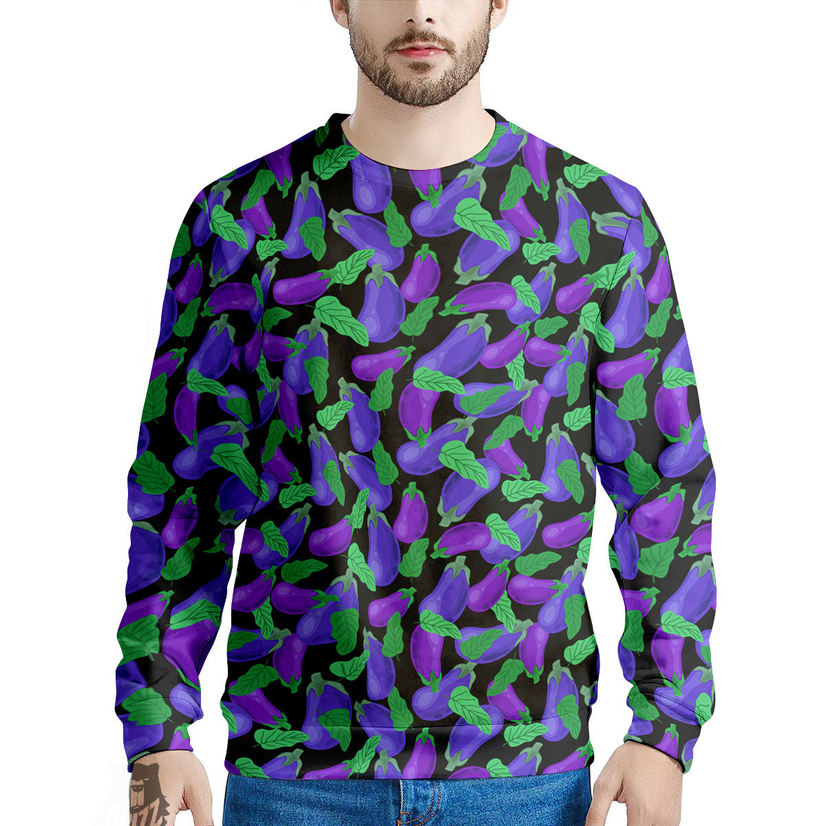 Purple Eggplant Print Pattern Men's Sweatshirt-grizzshop