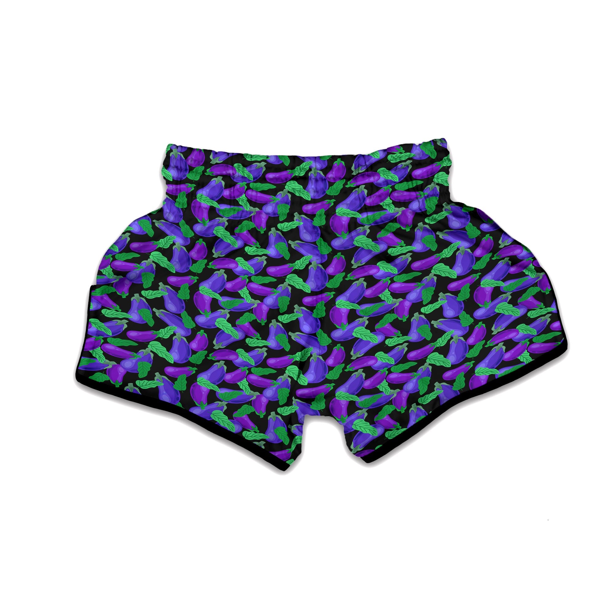 Purple Eggplant Print Pattern Muay Thai Boxing Shorts-grizzshop