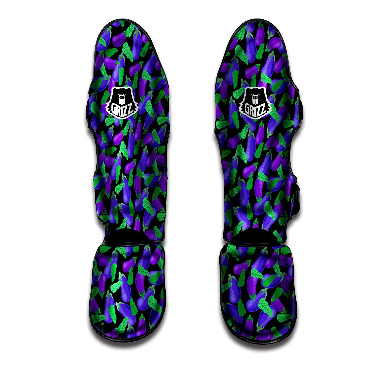 Purple Eggplant Print Pattern Muay Thai Shin Guards-grizzshop