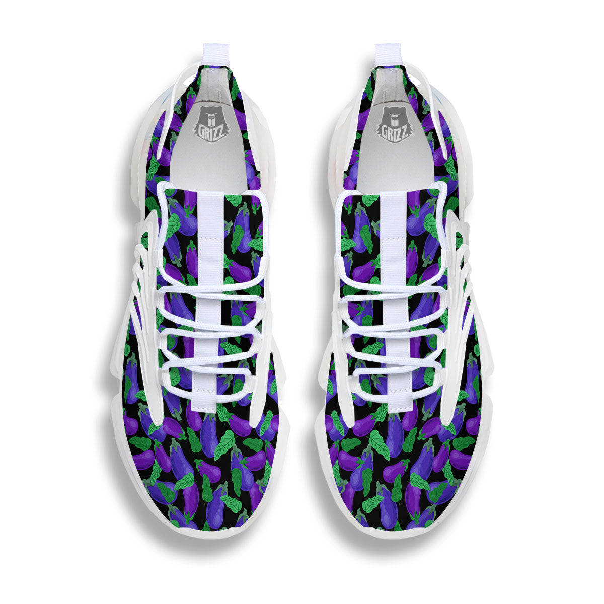 Purple Eggplant Print Pattern White Gym Shoes-grizzshop