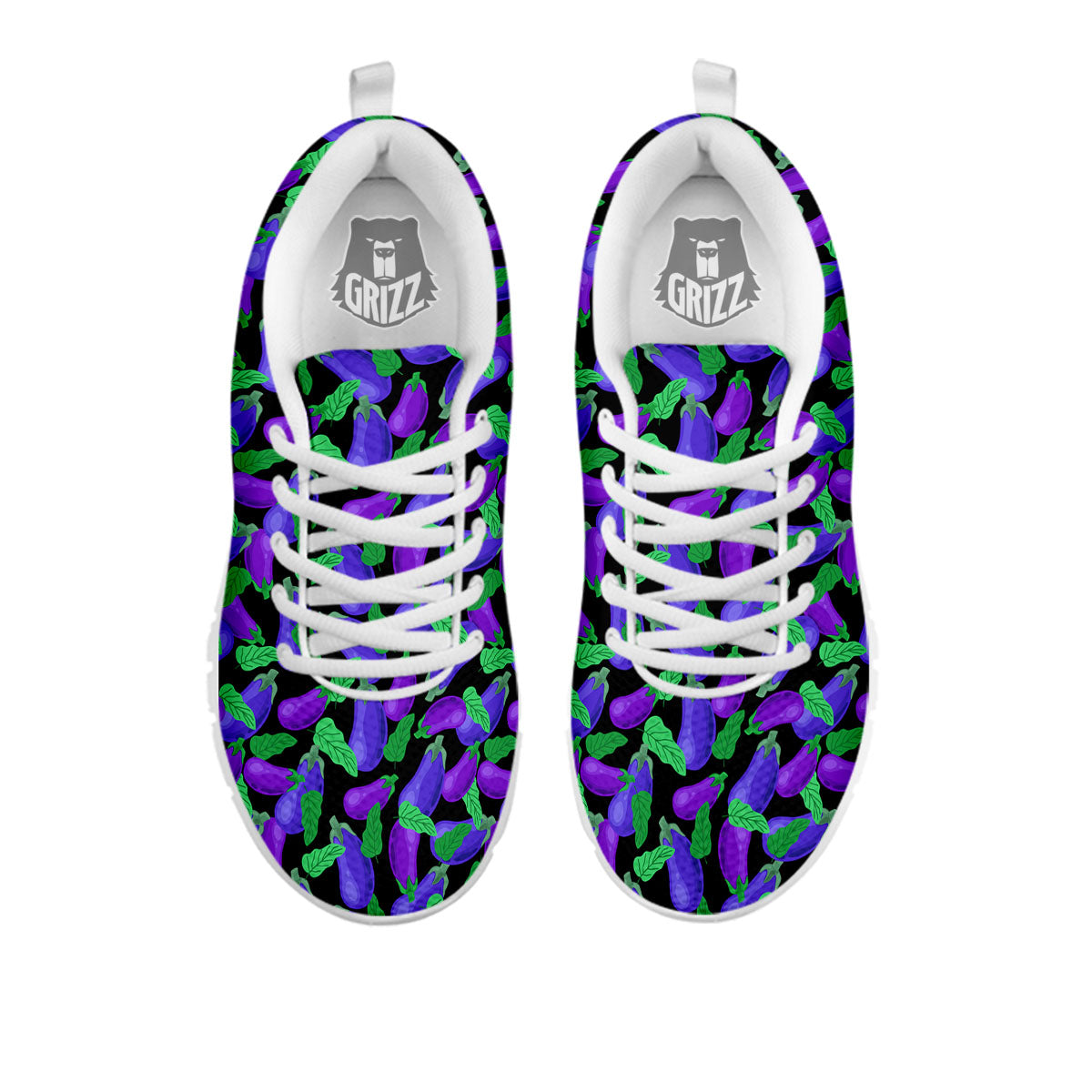 Purple Eggplant Print Pattern White Sneaker-grizzshop