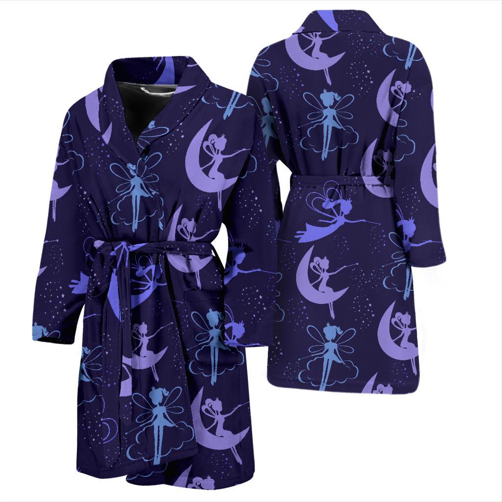 Purple Fairy Pattern Print Men Long Robe-grizzshop