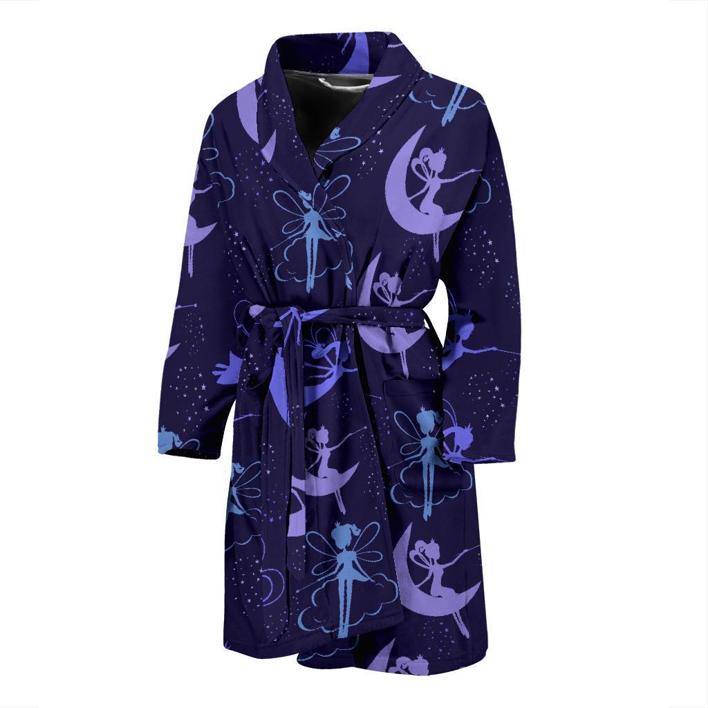 Purple Fairy Pattern Print Men Long Robe-grizzshop