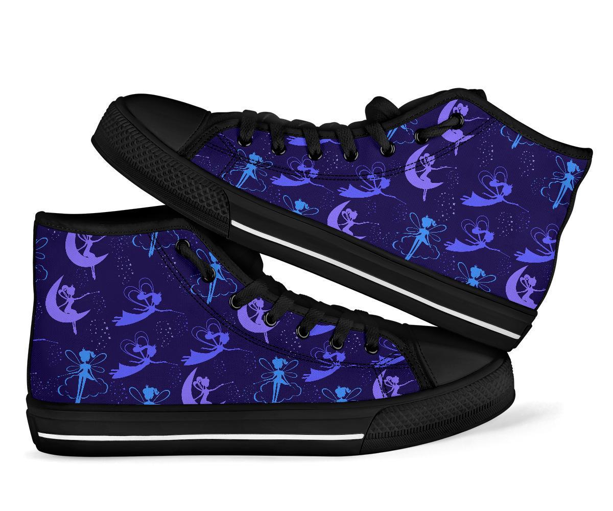 Purple Fairy Pattern Print Men Women's High Top Shoes-grizzshop