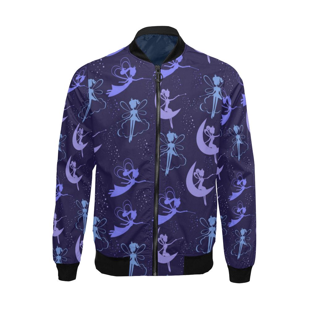 Purple Fairy Pattern Print Men's Bomber Jacket-grizzshop