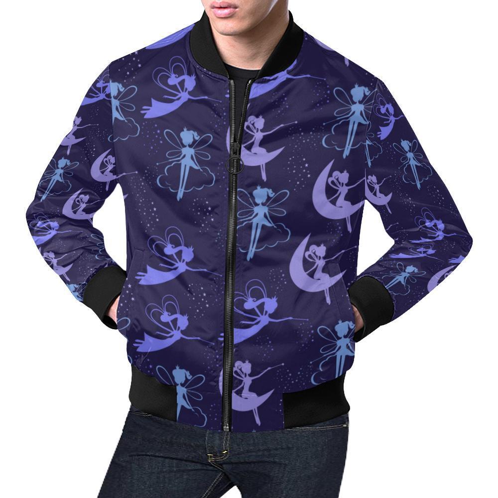 Purple Fairy Pattern Print Men's Bomber Jacket-grizzshop