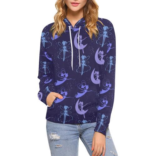 Purple Fairy Pattern Print Women Pullover Hoodie-grizzshop