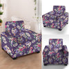 Purple Floral Print Armchair Cover-grizzshop