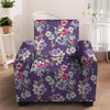 Purple Floral Print Armchair Cover-grizzshop