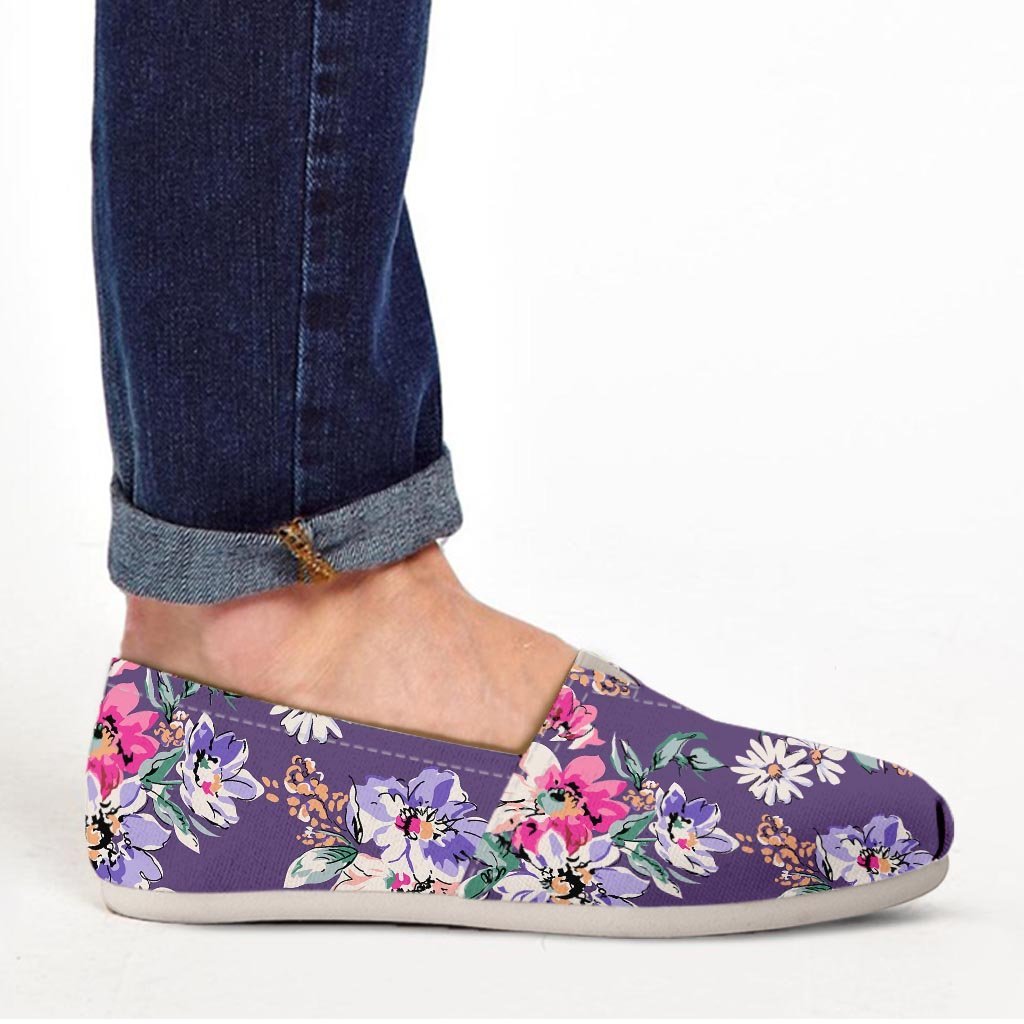 Purple Floral Print Canvas Shoes-grizzshop