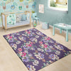 Purple Floral Print Floor Mat-grizzshop