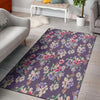 Purple Floral Print Floor Mat-grizzshop