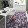 Purple Floral Print Floor Mat-grizzshop