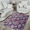 Purple Floral Print Floor Mat-grizzshop