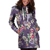 Purple Floral Print Hoodie Dress-grizzshop