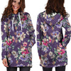 Purple Floral Print Hoodie Dress-grizzshop