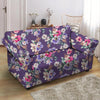 Purple Floral Print Loveseat Cover-grizzshop