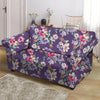 Purple Floral Print Loveseat Cover-grizzshop