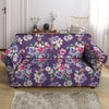 Purple Floral Print Loveseat Cover-grizzshop