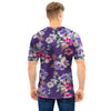 Purple Floral Print Men T Shirt-grizzshop