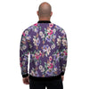 Purple Floral Print Men's Bomber Jacket-grizzshop