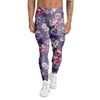 Purple Floral Print Men's Leggings-grizzshop