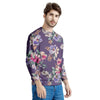 Purple Floral Print Men's Sweatshirt-grizzshop