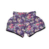 Purple Floral Print Muay Thai Boxing Shorts-grizzshop