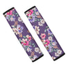 Purple Floral Print Seat Belt Cover-grizzshop