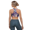 Purple Floral Print Sports Bra-grizzshop