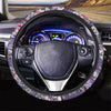 Purple Floral Print Steering Wheel Cover-grizzshop