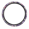 Purple Floral Print Steering Wheel Cover-grizzshop