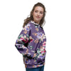 Purple Floral Print Women's Hoodie-grizzshop