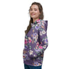 Purple Floral Print Women's Hoodie-grizzshop