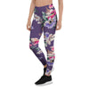 Purple Floral Print Women's Leggings-grizzshop