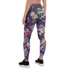 Purple Floral Print Women's Leggings-grizzshop