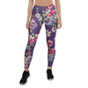 Purple Floral Print Women's Leggings-grizzshop