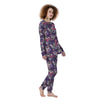 Purple Floral Print Women's Pajamas-grizzshop