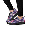 Purple Floral Print Women's Sneakers-grizzshop