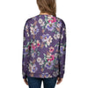 Purple Floral Print Women's Sweatshirt-grizzshop