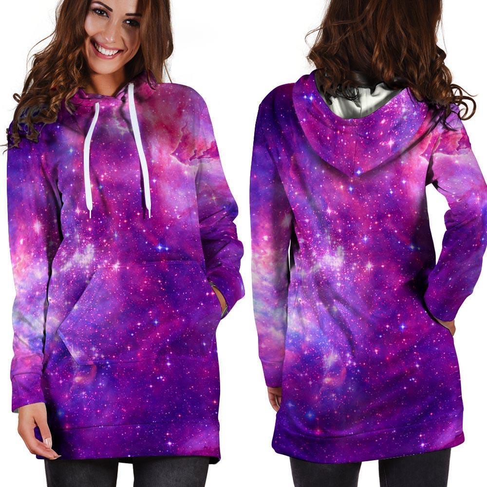 Purple Galaxy Space Hoodie Dress-grizzshop