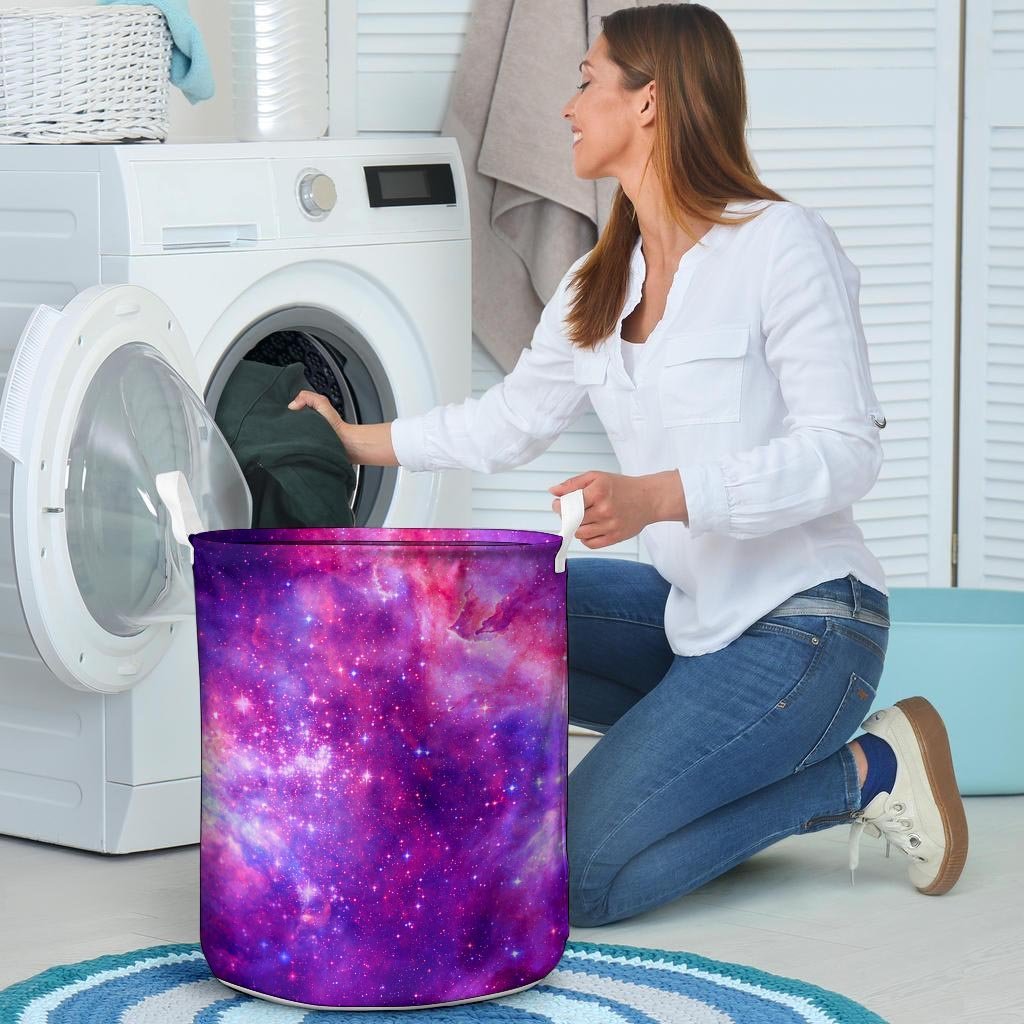 Purple Galaxy Space Laundry Basket-grizzshop