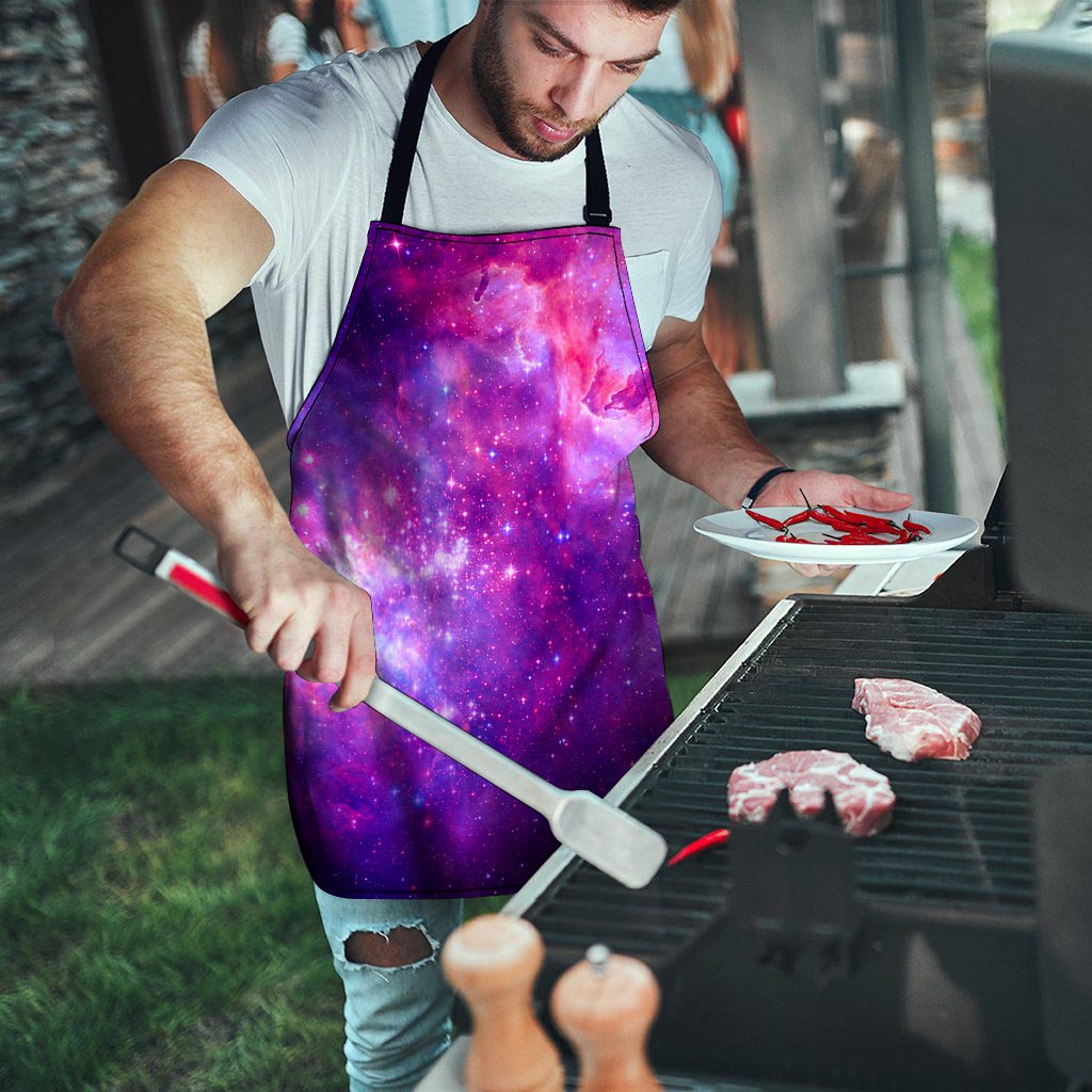 Purple Galaxy Space Men's Apron-grizzshop