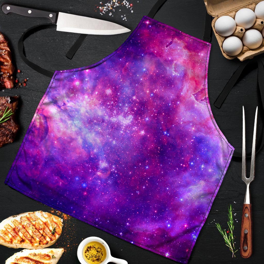 Purple Galaxy Space Men's Apron-grizzshop