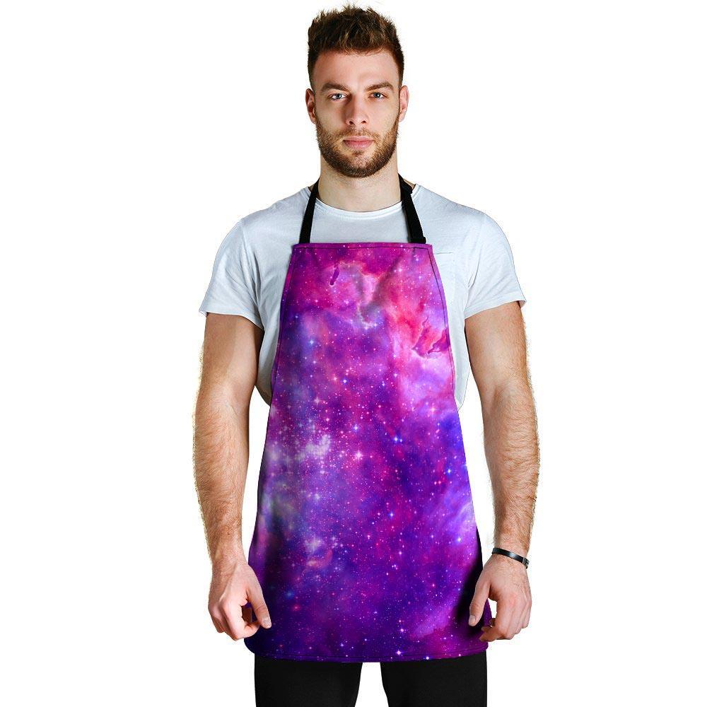 Purple Galaxy Space Men's Apron-grizzshop