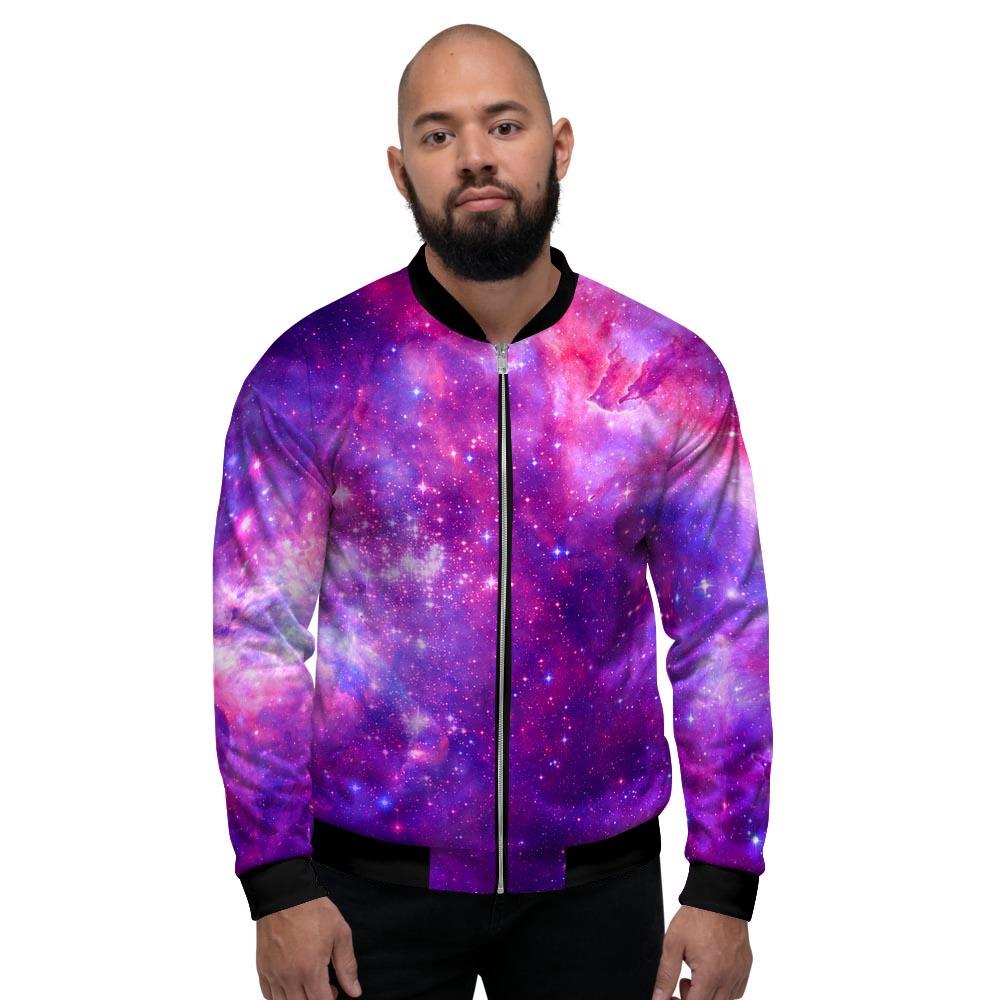 Purple Galaxy Space Men's Bomber Jacket-grizzshop