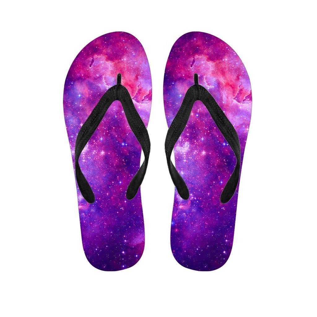 Purple Galaxy Space Men's Flip Flops-grizzshop