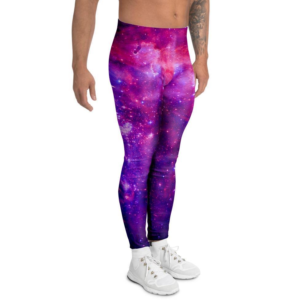 Purple Galaxy Space Men's Leggings-grizzshop