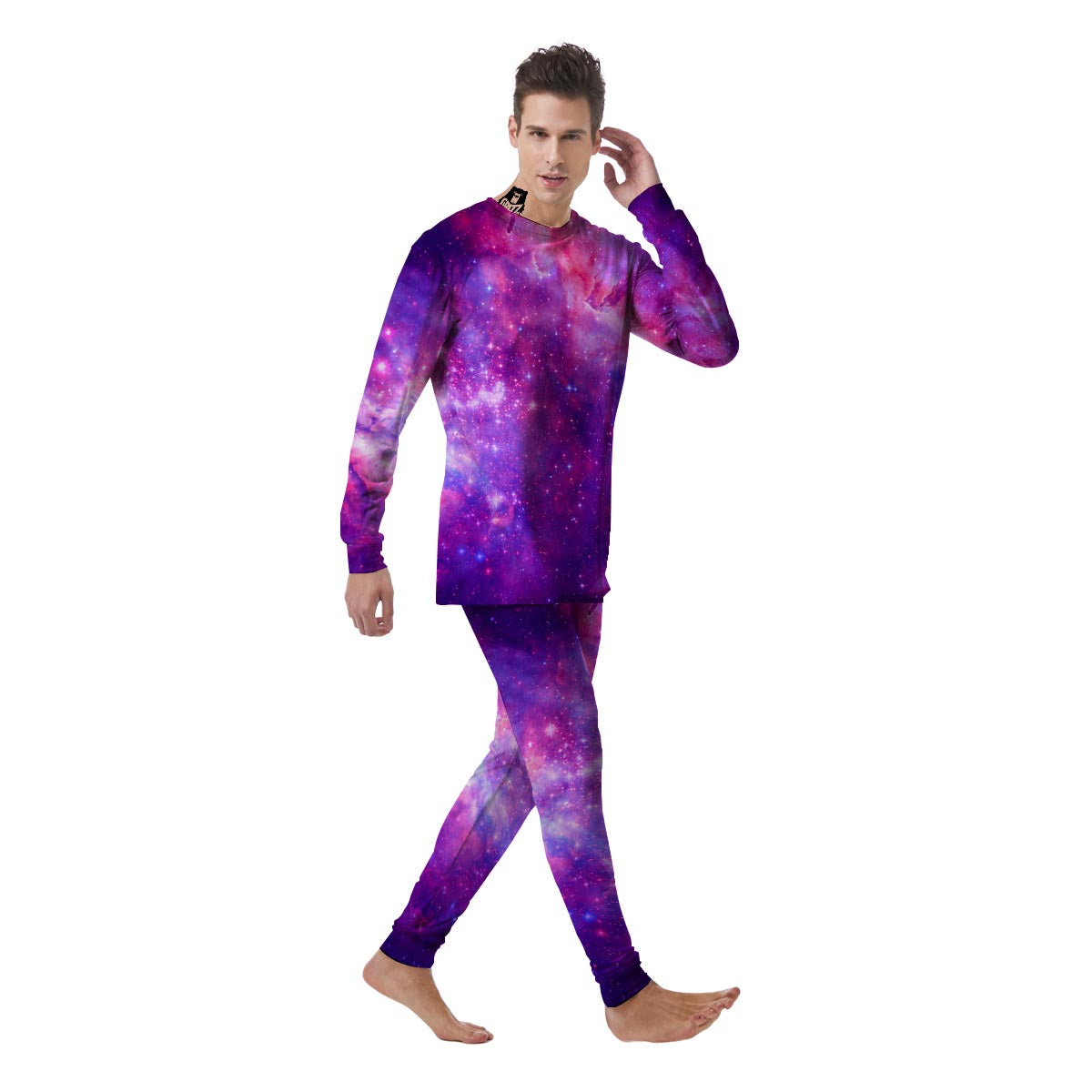 Purple Galaxy Space Men's Pajamas-grizzshop