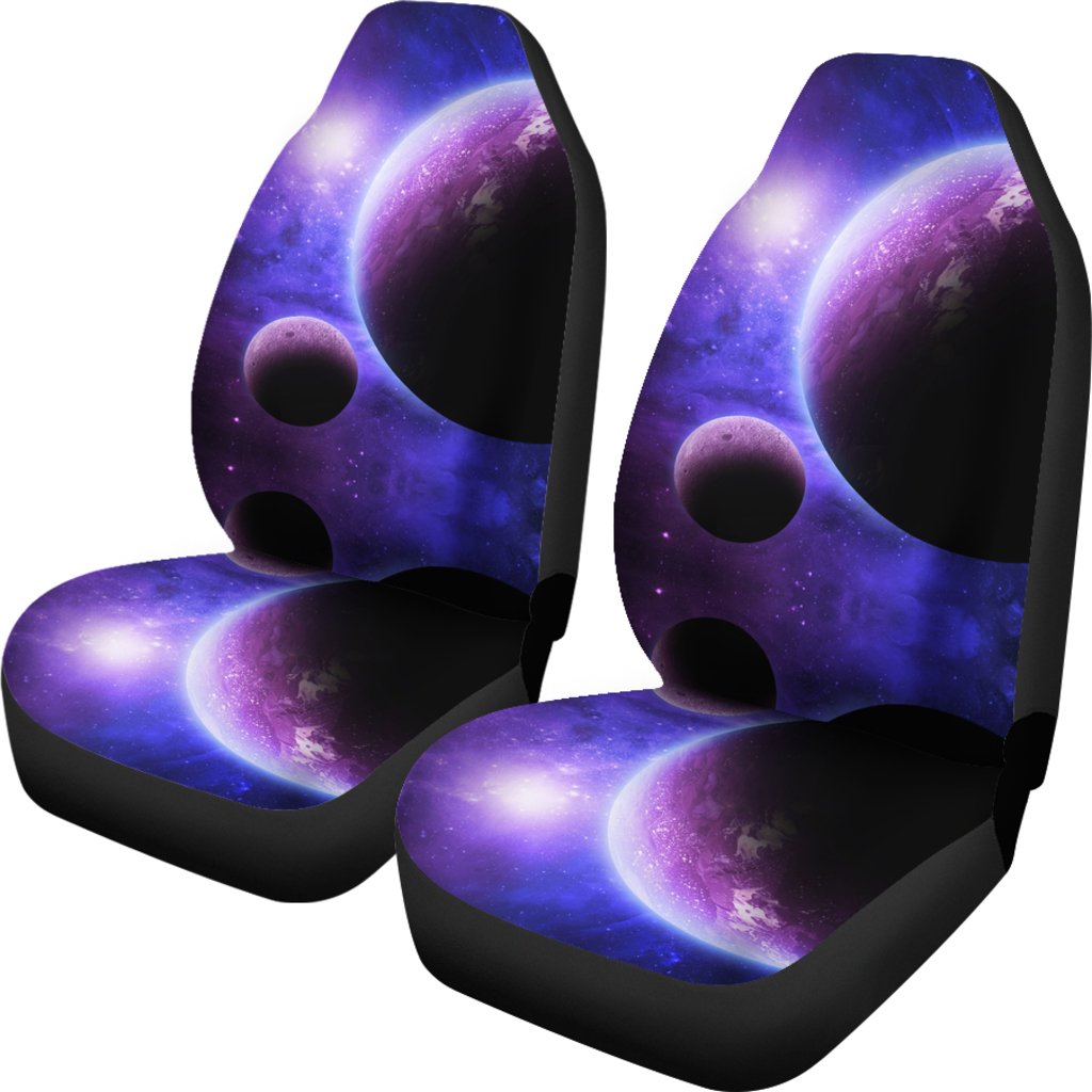 Purple Galaxy Space Moon Earth Print Universal Fit Car Seat Cover-grizzshop